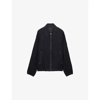 PRADA MENS BLACK CONTRAST-STITCH RELAXED-FIT COTTON BLOUSON JACKET