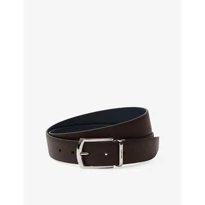 PRADA MENS BROWN REVERSIBLE SAFFIANO LEATHER BELT