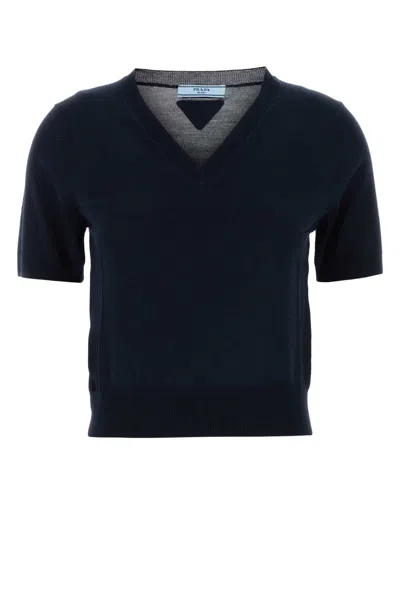 PRADA PRADA MIDNIGHT BLUE WOOL SWEATER