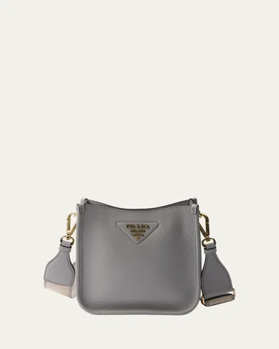 PRADA MINI DAINO SOFT LEATHER HOBO CROSSBODY BAG