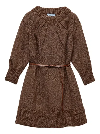 PRADA MOULINÉ WOOL MINI DRESS