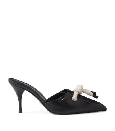 PRADA NAPPA LEATHER CORD-DETAIL HEELED MULES