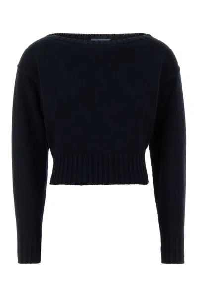 PRADA WOMEN NAVY BLUE COTTON SWEATER, S LUXURY SWEATERS & KNITWEAR FOR WOMEN DARVEYS