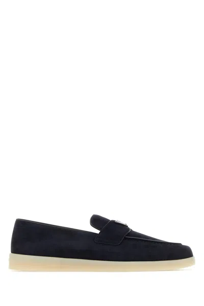 PRADA NAVY BLUE SUEDE LOAFERS