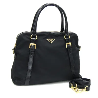 PRADA NYLON LEATHER HANDBAG SHOULDER BAG (PRE-OWNED)