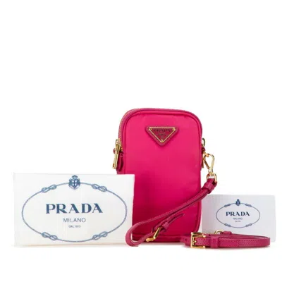 PRADA NYLON LEATHER SHOULDER BAG (PRE-OWNED)