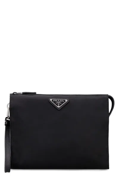 PRADA NYLON POUCH-BAG WITH LOGO