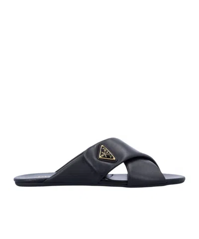 PRADA PRADA TRIANGLE-LOGO PADDED SLIDES