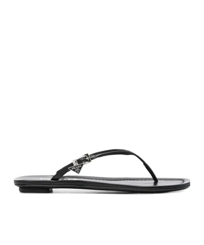 PRADA PRADA TRIANGLE-LOGO THONG SLIDES