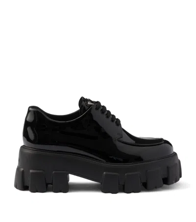 PRADA PATENT CALFSKIN PLATFORM DERBY