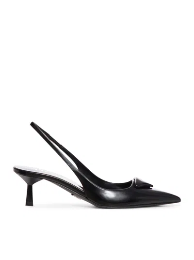 PRADA BRUSHED LEATHER SLINGBACK DÉCOLLETÉ