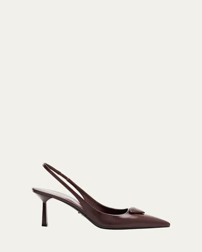 PRADA PATENT PADDED TRIANGLE SLINGBACK PUMPS