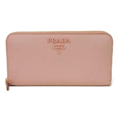 PRADA PINK LEATHER LONG WALLET (BI-FOLD) (PRE-OWNED)