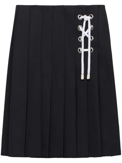 PRADA PLEATED GABARDINE MIDI SKIRT