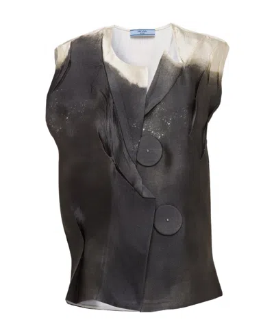 PRADA PRADA TIE-DYED V-NECK SLEEVELESS BLOUSE