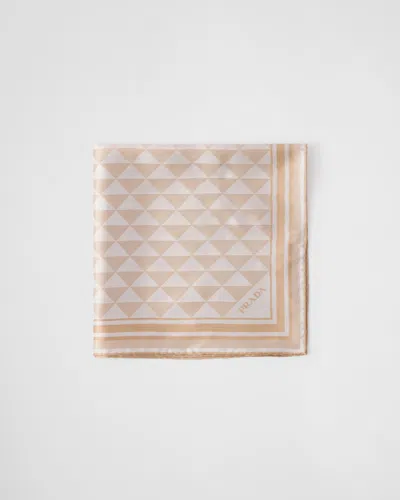 PRADA SCHAL AUS SEIDE MIT PRINT, 55 X 55