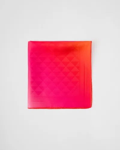 PRADA SCHAL AUS SEIDENTWILL MIT PRINT, 55 X 55