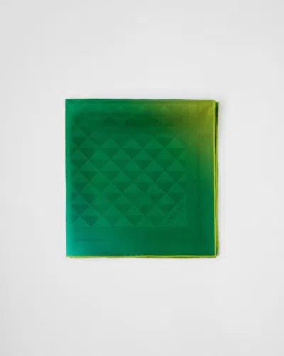 PRADA SCHAL AUS SEIDENTWILL MIT PRINT, 55 X 55