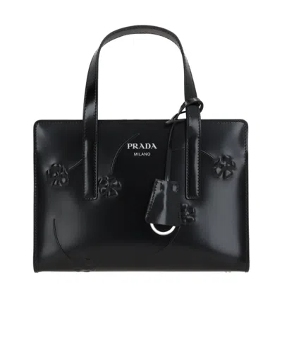 PRADA PRADA LOGO-PRINTED ZIPPED TOTE BAG