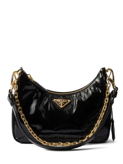 PRADA RE-EDITION PATENT LEATHER SHOULDER BAG