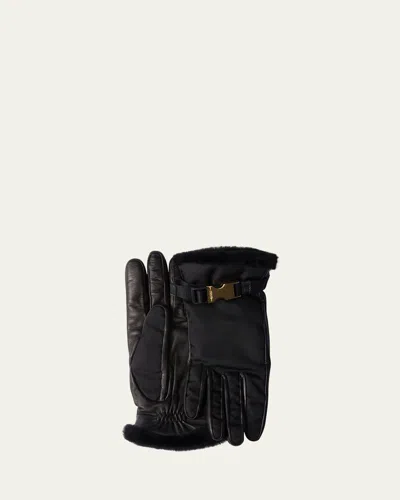 PRADA RE-NYLON & SHEEP FUR GLOVES