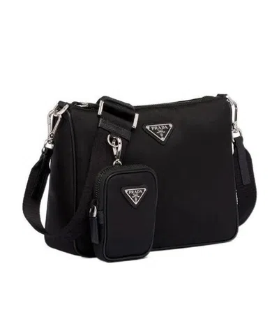 PRADA PRADA LOGO PLAQUE ZIPPED MESSENGER BAG