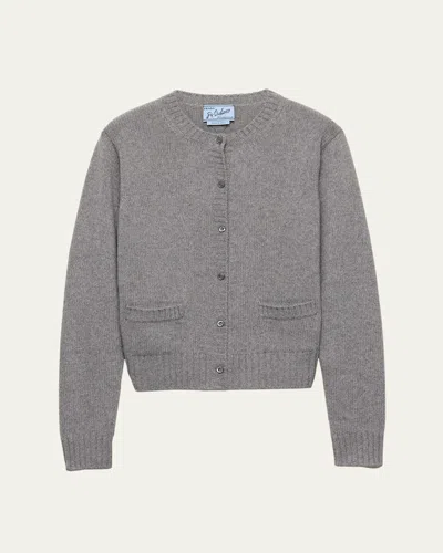 PRADA RIBBED TRIM CASHMERE CARDIGAN
