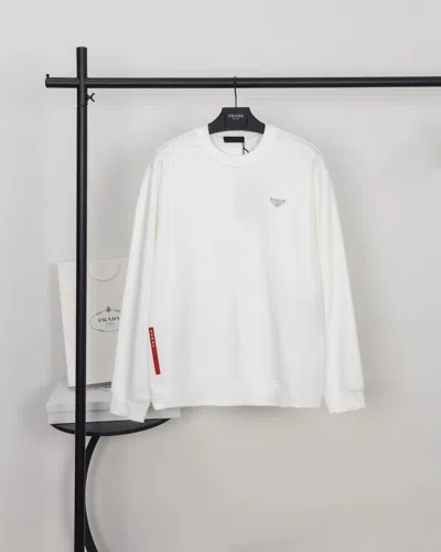 PRADA PRADA RUBBER STRIP TRIANGLE LOGO LONG SLEEVED SWEATSHIRT FOR MEN AND WOMEN