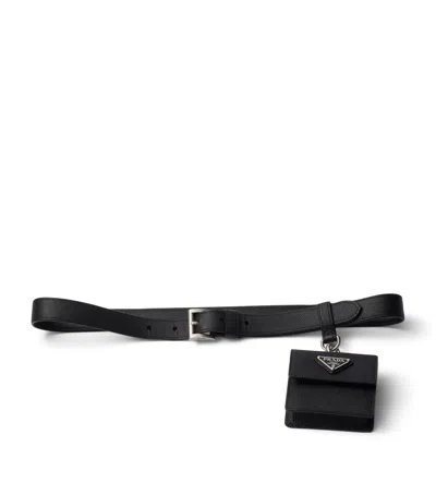 PRADA SAFFIANO LEATHER BELT WITH POUCH