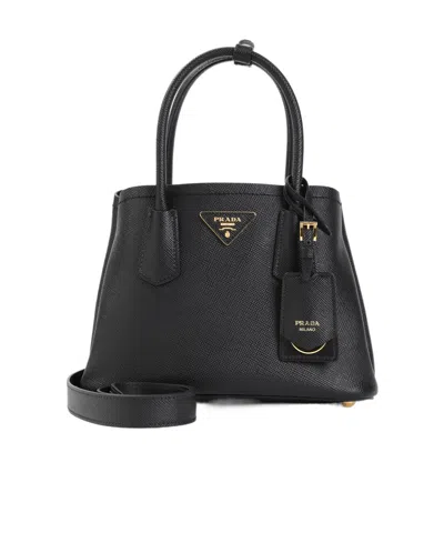 PRADA PRADA LOGO PLAQUE TOP HANDLE BAG