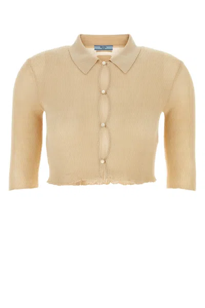 PRADA SAND COTTON CARDIGAN