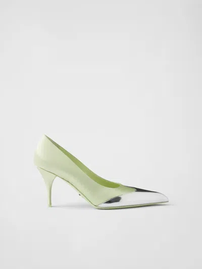PRADA SATIN AND METALLIC LEATHER PUMPS