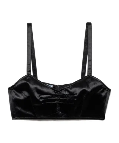 PRADA PRADA SATIN CROPPED BRA TOP