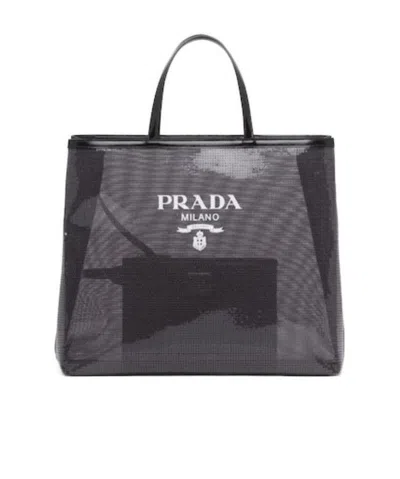 PRADA SEQUINED MESH TOTE BAG