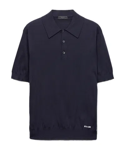 PRADA PRADA SHORT SLEEVED RIBBED HEM POLO SHIRT