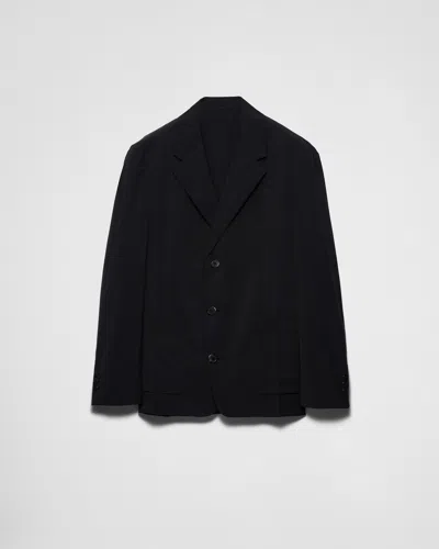 PRADA EINREIHIGE JACKE AUS WOLLGEMISCH