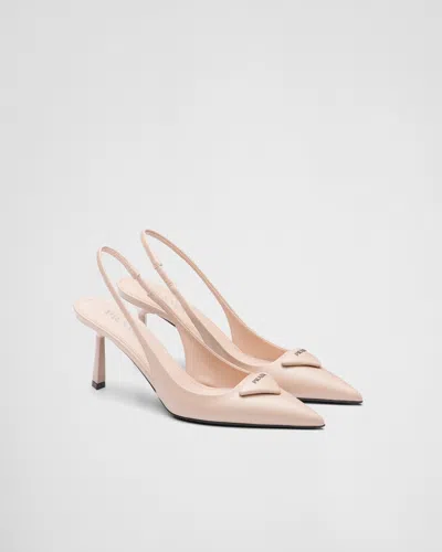 PRADA SLINGBACK-PUMPS AUS GEBÜRSTETEM LEDER