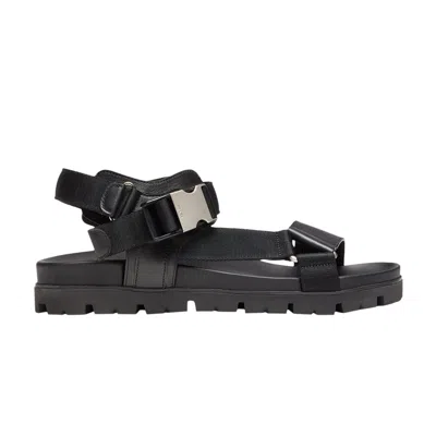 PRADA PRADA SPORTY LEATHER AND NYLON TAPE SANDAL 'BLACK'