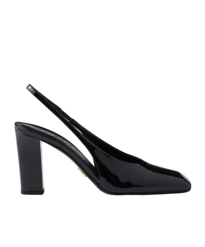 PRADA PATENT LEATHER SLINGBACK PUMPS