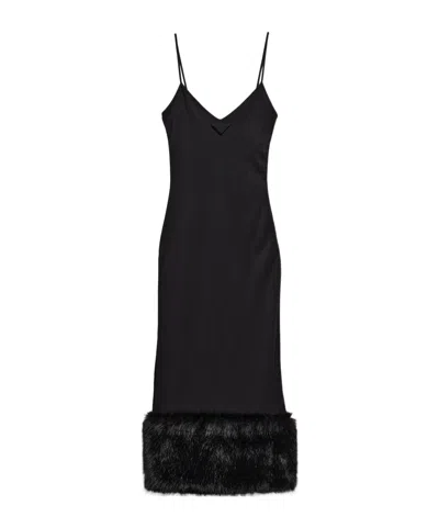 PRADA PRADA V-NECK JERSEY MIDI DRESS