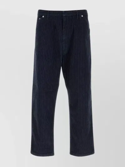 PRADA STRIPED PATTERN DENIM JEANS EMBROIDERY
