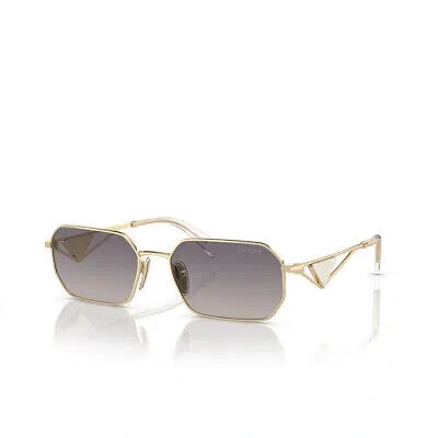 PRADA PRADA SUNGLASSES PRA51S ZVN30C 58MM PALE GOLD / GRAD BLUE MIRROR SILVER LENS