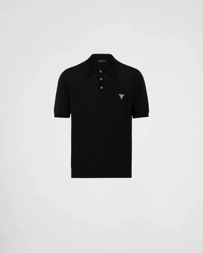 PRADA POLOSHIRT AUS SUPERFEINER WOLLE