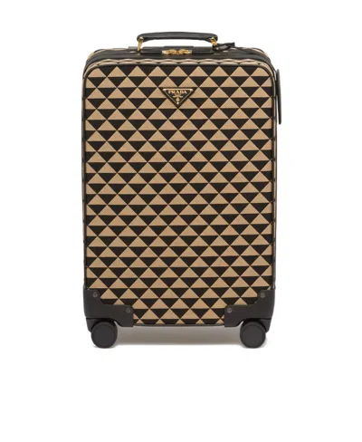 PRADA PRADA SYMBOLE EMBROIDERED JACQUARD FABRIC TROLLEY