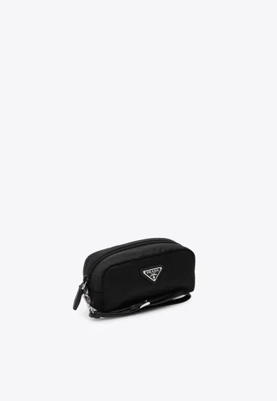 PRADA TRIANGLE LOGO POUCH BAG
