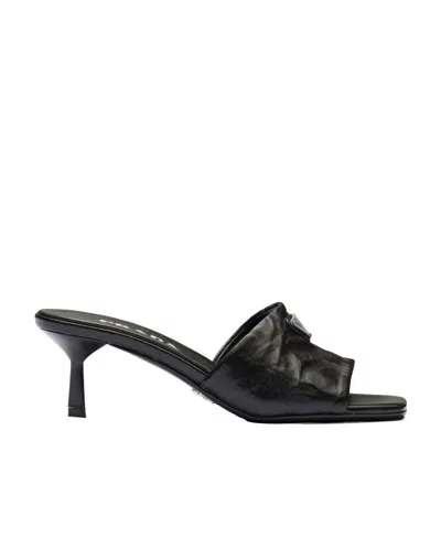 PRADA ANTIQUED NAPPA LEATHER SANDALS