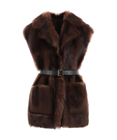 PRADA PRADA SLEEVELESS BELTED GILET