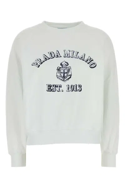 PRADA WOMEN WHITE COTTON SWEATSHIRT, M LUXURY SWEATSHIRTS & HOODIES FOR WOMEN DARVEYS