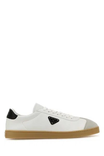 PRADA PRADA WHITE NAPA LEATHER SNEAKERS