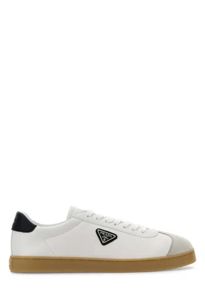 PRADA PRADA WHITE NAPA LEATHER SNEAKERS